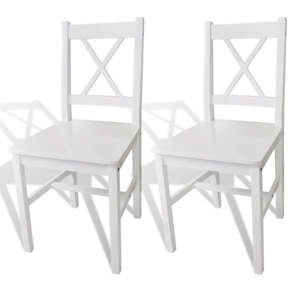Petromila vidaXL Jedálenské stoličky 2 ks, biele, borovicové drevo